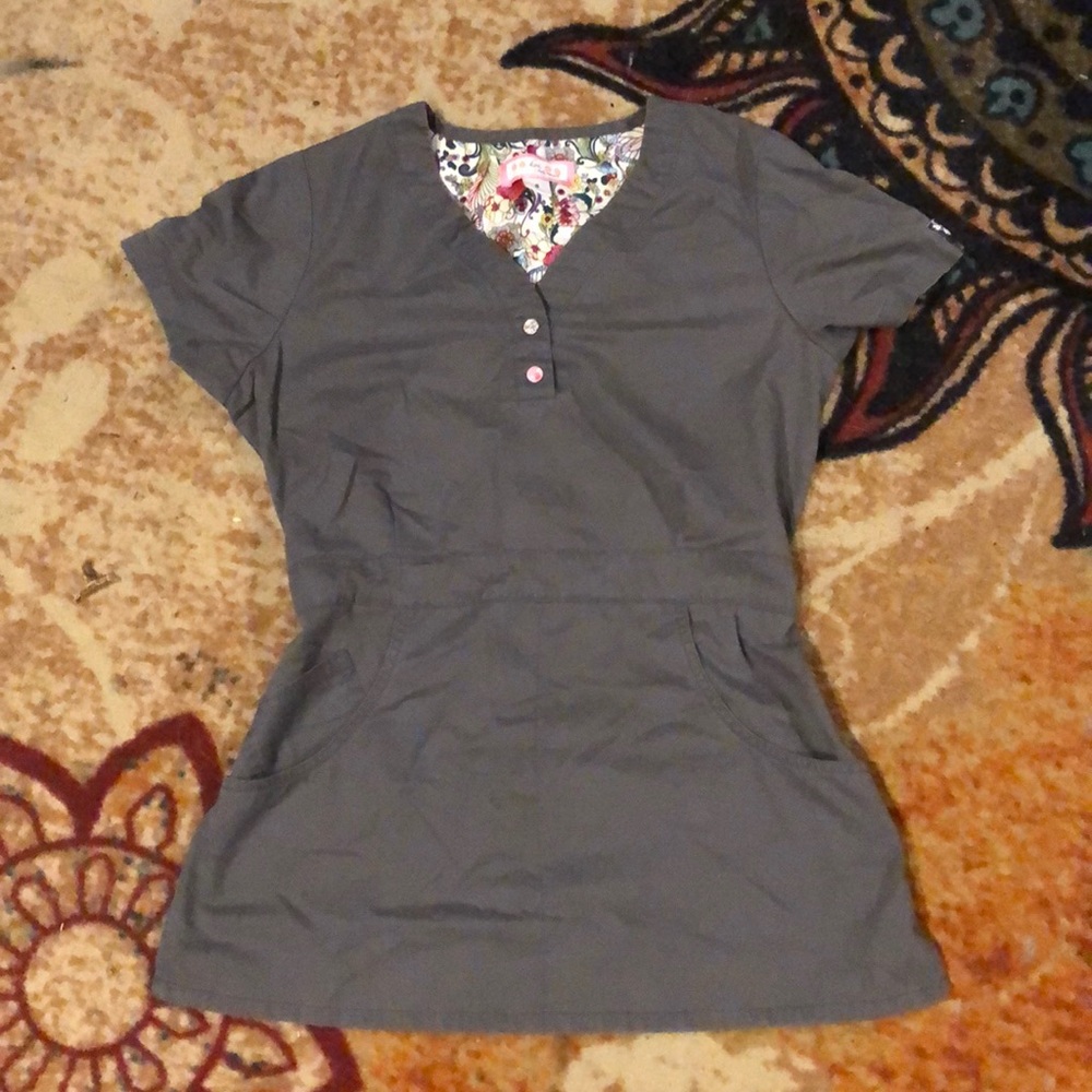 Grey koi scrub top